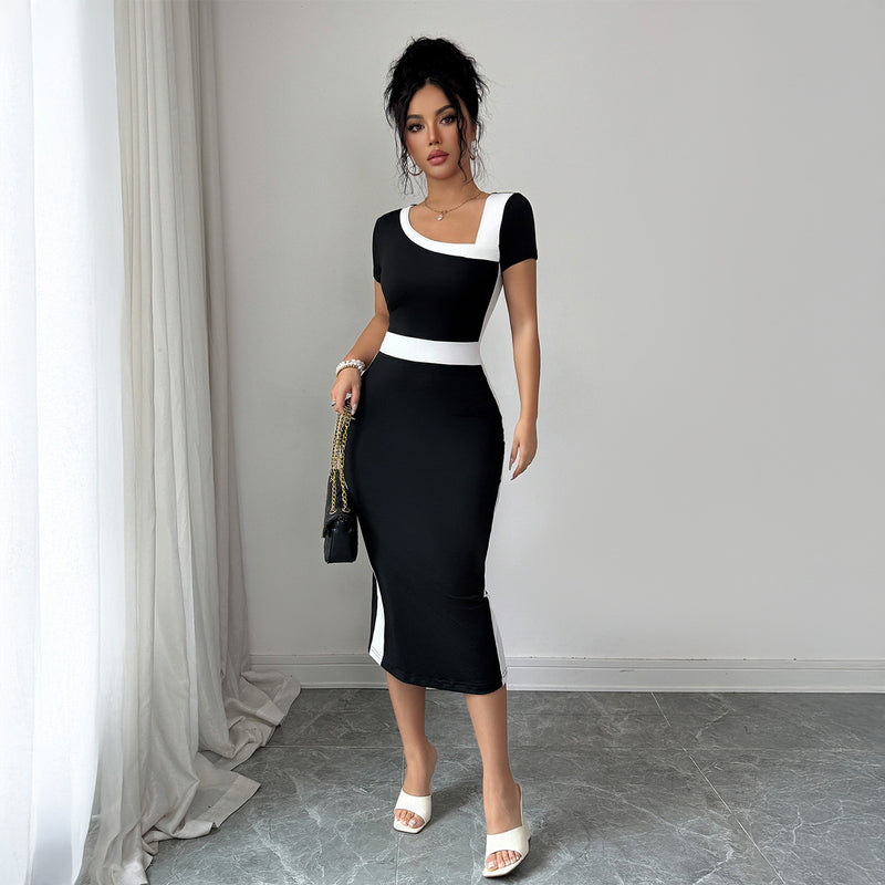 Ladies' Exquisite Color Matching A-line Dress
